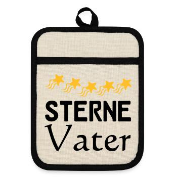 Sterne Vater Vatertag Familie Sprüche Geschenk - Topflappen mit Gummirückseite - Leinen/Schwarz  - Vorne