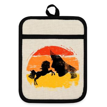Équitation pour les chuchoteurs de chevaux, équitation pour débutants - Maniques avec dos en caoutchouc - lin/noir  - Devant