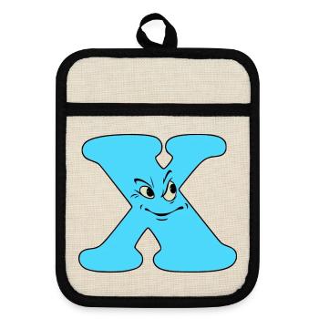 X - Pot holders with rubber back - linen/black  - Front