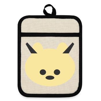Horned Bear Cuddly Icon - Pot holders with rubber back - linen/black  - Front