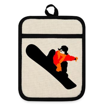 Snowboard - Pot holders with rubber back - linen/black  - Front