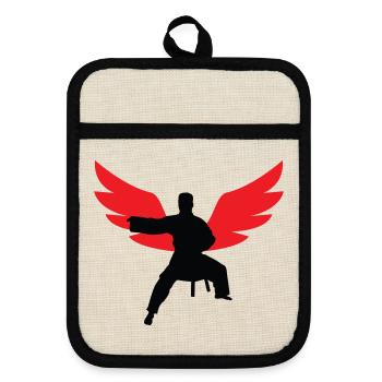 Aikido - Martial Art - Aikido - Pot holders with rubber back - linen/black  - Front