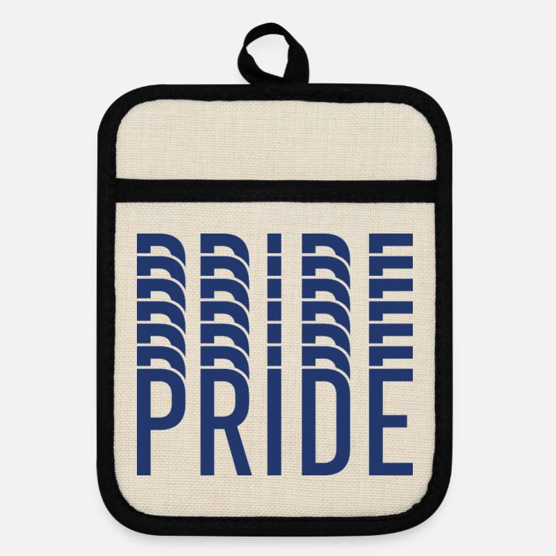 Blue Pride Geometric Pattern - Pot holders with rubber back - linen/black 
