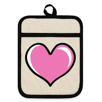 Heart Love - Pot holders with rubber back - linen/black  - Front