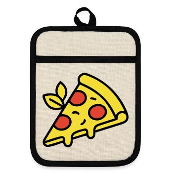 Pizza Piece Italy Food Pizzeria Foodie - Pot holders with rubber back - linen/black  - Front