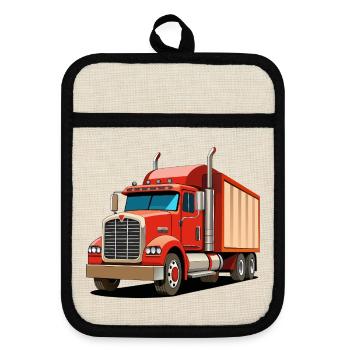 Sattelschlepper - Topflappen mit Gummirückseite - Leinen/Schwarz  - Vorne