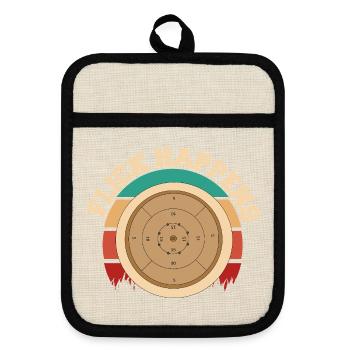 Flick Happens – Crokinole Spieler Retro Design - Topflappen mit Gummirückseite - Leinen/Schwarz  - Vorne