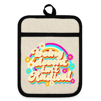 Being Decent Isn't Radical Retro - Topflappen mit Gummirückseite - Leinen/Schwarz  - Vorne