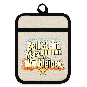 Festival Camper Festival Camping Matsch Zeltplatz - Topflappen mit Gummirückseite - Leinen/Schwarz  - Vorne