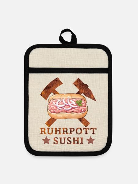 Ruhrpott Sushi - Topflappen mit Gummirückseite - Leinen/Schwarz