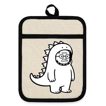 Carnival grouch grandpa - Pot holders with rubber back - linen/black  - Front