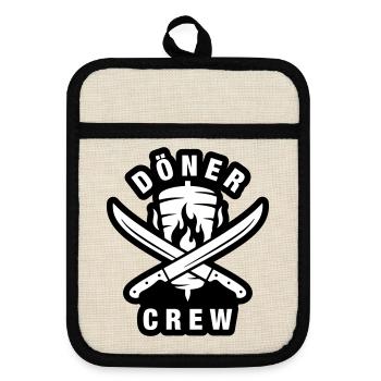 Döner Crew - Topflappen mit Gummirückseite - Leinen/Schwarz  - Vorne