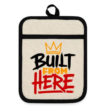 Built From Here Expression Of Pride & Authenticity - Pot holders with rubber back - linen/black  - Front