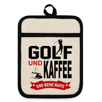 Golf Golfer Verein Golfspieler Verein Sport  - Topflappen mit Gummirückseite - Leinen/Schwarz  - Vorne