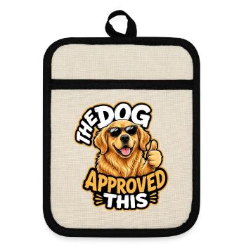 Golden Retriever - Topflappen mit Gummirückseite - Leinen/Schwarz  - Vorne