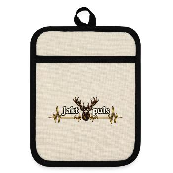 Hunting Pulse Heart - Pot holders with rubber back - linen/black  - Front