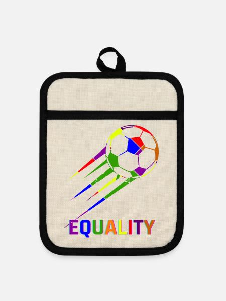 Fußball Regenbogen WM Equality - Topflappen mit Gummirückseite - Leinen/Schwarz