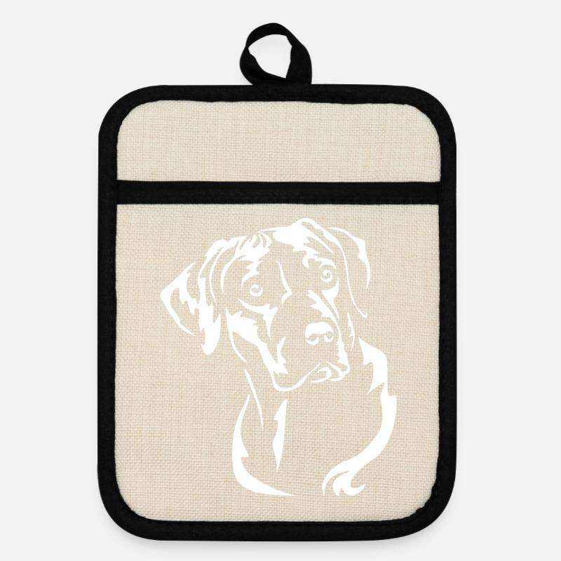 Rhodesian Ridgeback Kopf "Black Edition" - Topflappen mit Gummirückseite - Leinen/Schwarz 