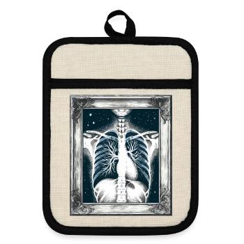 Medical Art Thoracic Painting Radiology - Pot holders with rubber back - linen/black  - Front