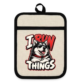 Alaskan Malamute - Topflappen mit Gummirückseite - Leinen/Schwarz  - Vorne