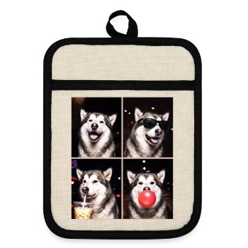 Hunde Alaskan Malamute Hund - Topflappen mit Gummirückseite - Leinen/Schwarz  - Vorne