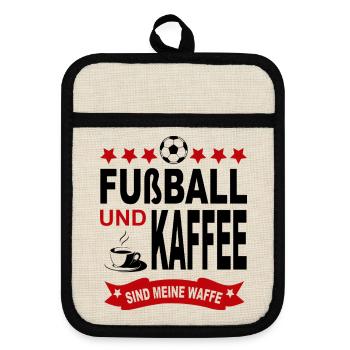 Fußball Fußballspieler Sport Verein - Topflappen mit Gummirückseite - Leinen/Schwarz  - Vorne