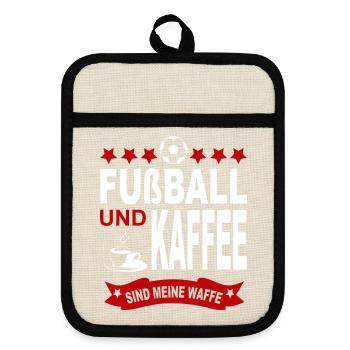 Fußball Fußballspieler Sport Verein - Topflappen mit Gummirückseite - Leinen/Schwarz  - Vorne