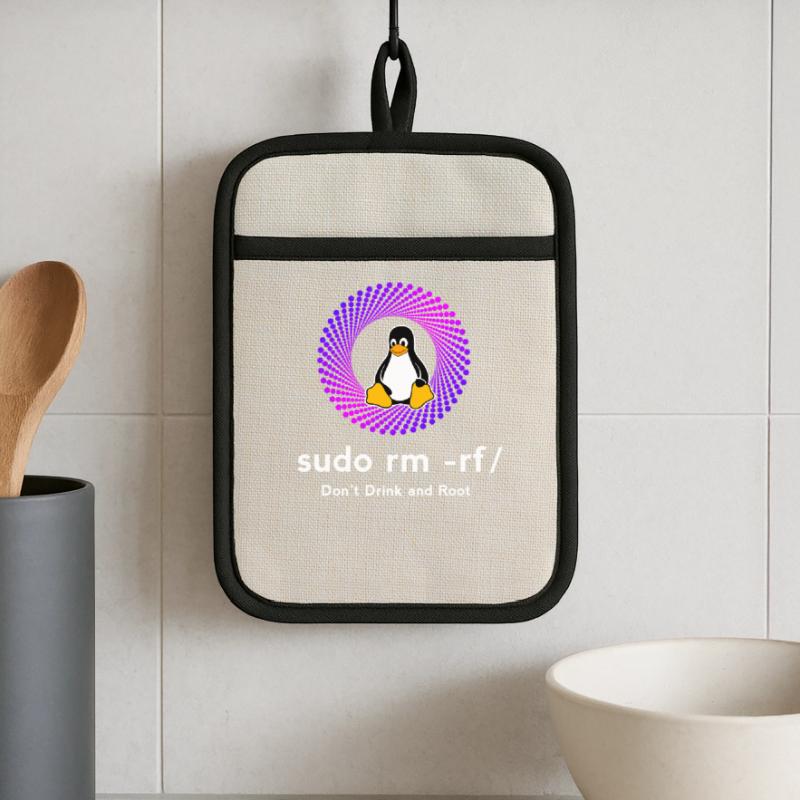 Computer Sys admin Penguin Nerd pc sudo rm -rf cod Pot holders with rubber back