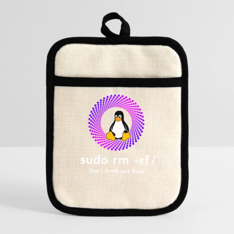 Computer Sys admin Penguin Nerd pc sudo rm -rf cod Pot holders with rubber back