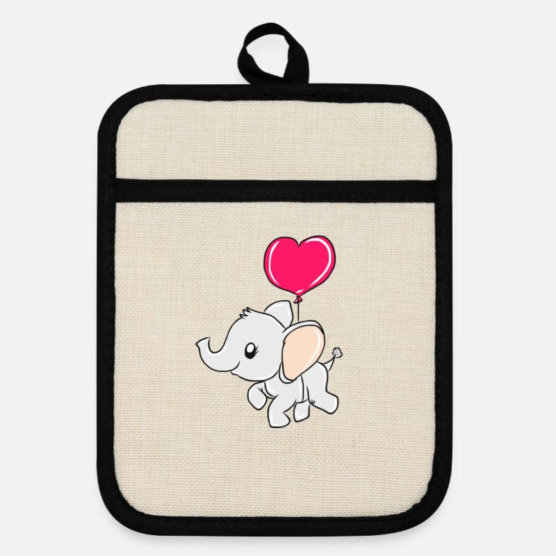 elephant - Pot holders with rubber back - linen/black 