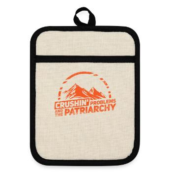 Gift climber boulderer climbing - Pot holders with rubber back - linen/black  - Front
