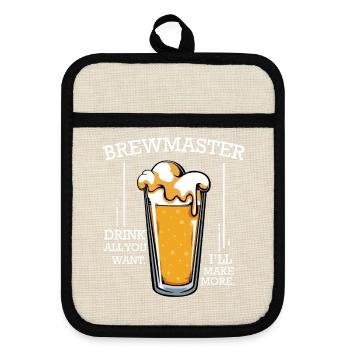 Biermeister Spruch Glass - Pot holders with rubber back - linen/black  - Front