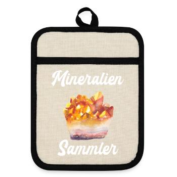 Mineralien Sammler Aquarellkristalle - Topflappen mit Gummirückseite - Leinen/Schwarz  - Vorne