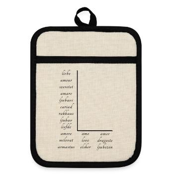 Love on many different languages - Pot holders with rubber back - linen/black  - Front