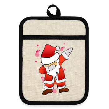 Dabbing Nikolaus - Topflappen mit Gummirückseite - Leinen/Schwarz  - Vorne