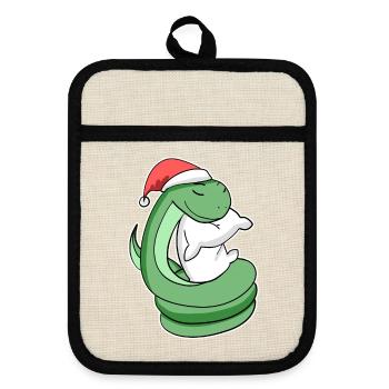 Serpent Noël Sommeil Sommeil Sommeil Sommeil - Maniques avec dos en caoutchouc - lin/noir  - Devant