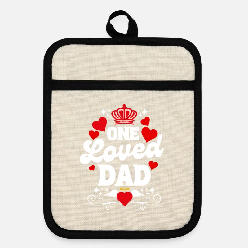 Saint valentin one loved dad - Maniques avec dos en caoutchouc - lin/noir 