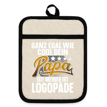 Logopäde Papa Vater Vatertag Cooler Papa - Topflappen mit Gummirückseite - Leinen/Schwarz  - Vorne