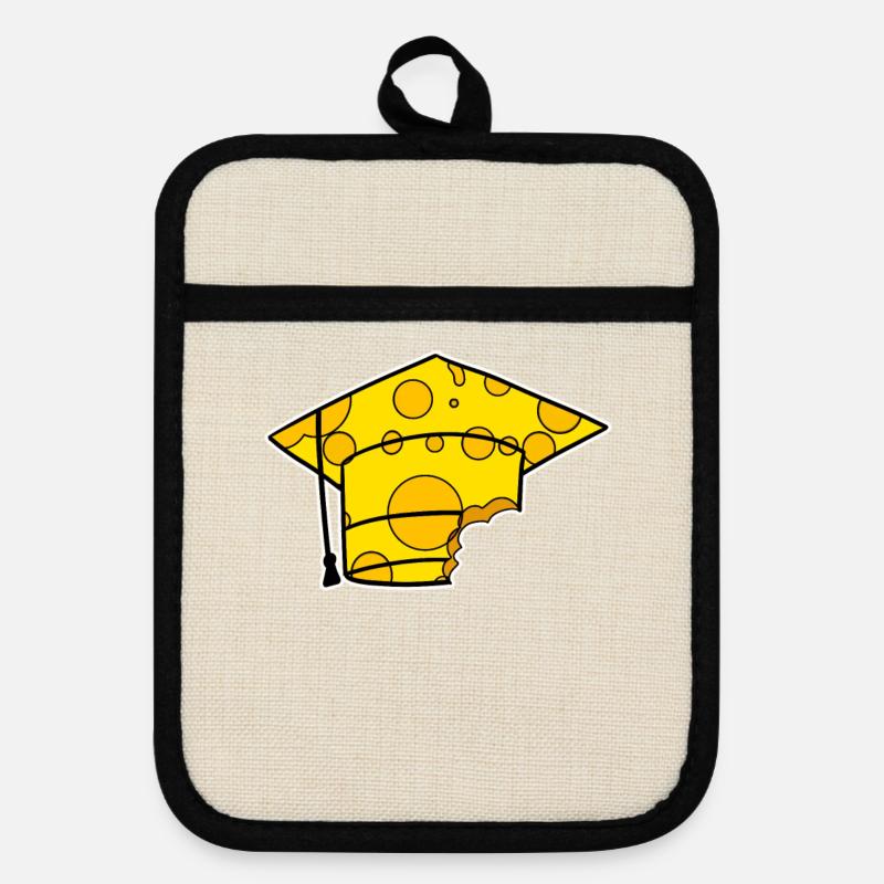 Studies Graduation Graduation Cap - Pot holders with rubber back - linen/black 
