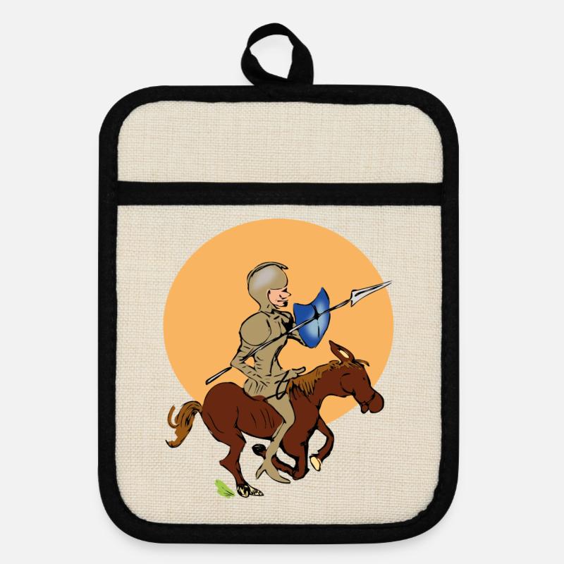 Chevalier à cheval - Maniques avec dos en caoutchouc - lin/noir 