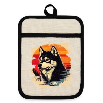 Husky - Pot holders with rubber back - linen/black  - Front