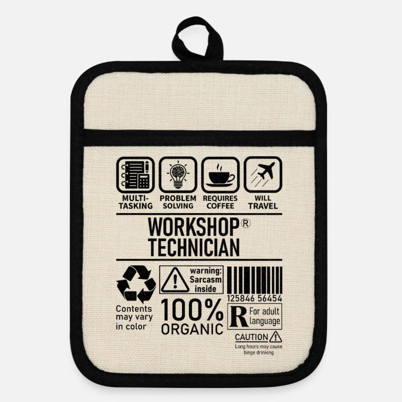 Workshop Technician multi tasking problem solving - Pot holders with rubber back - linen/black 