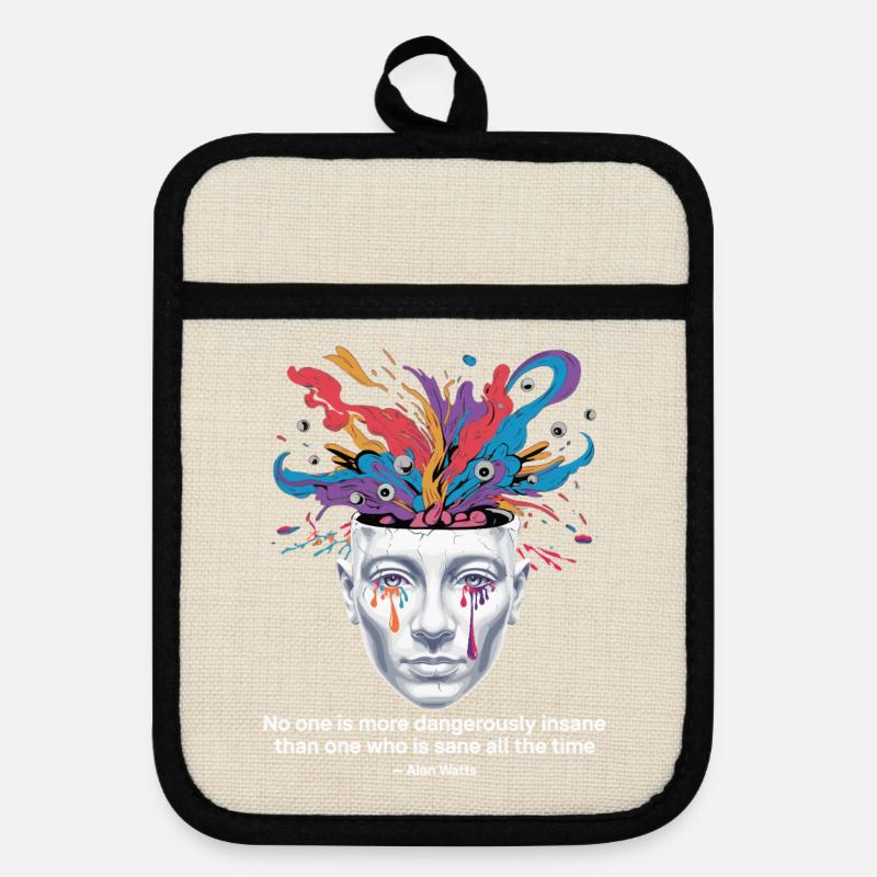 Mind Unleashed | Watts Psychedelic Insight - Pot holders with rubber back - linen/black 