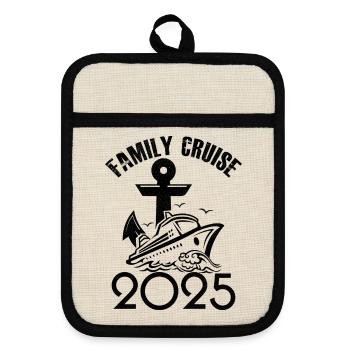 Croisière famille 2025 - Maniques avec dos en caoutchouc - lin/noir  - Devant