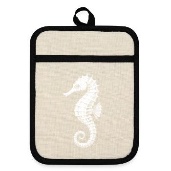 Sea horse - Pot holders with rubber back - linen/black  - Front