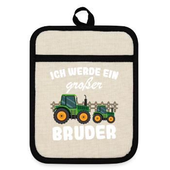 Nachwuchs Verkünden | Ich Werde Großer Bruder 2027 - Topflappen mit Gummirückseite - Leinen/Schwarz  - Vorne