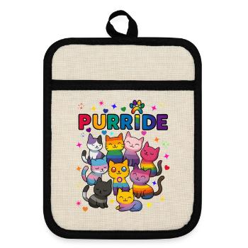 Purride LGBT Katzen - Topflappen mit Gummirückseite - Leinen/Schwarz  - Vorne