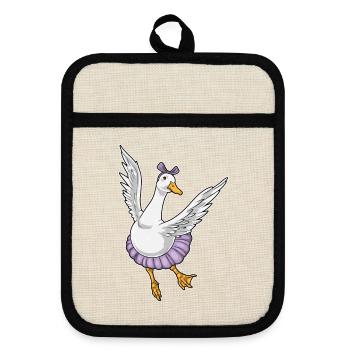 Duck Ballerina Ballet Dance - Pot holders with rubber back - linen/black  - Front