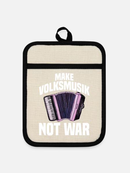 Akkordeon - Make Volksmusik not War - Topflappen mit Gummirückseite - Leinen/Schwarz