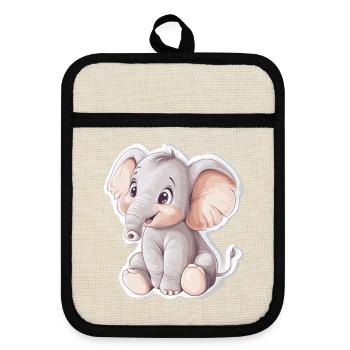 Elephant - Pot holders with rubber back - linen/black  - Front
